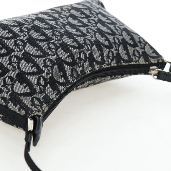 Christian Dior Trotter Canvas Accessory Pouch Black Silver Auth ki6702V