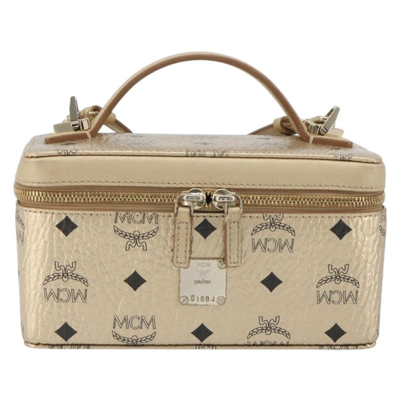 MCM Vanity Shoulder Bag Leather Gold Auth ki6703A