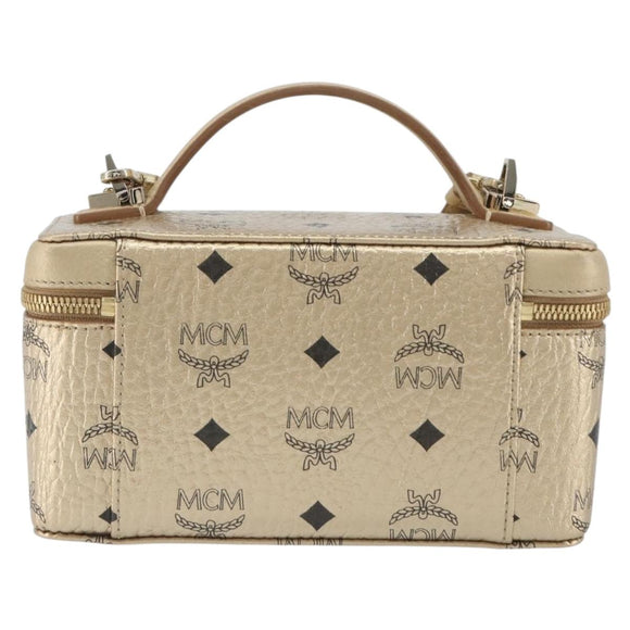 MCM Vanity Shoulder Bag Leather Gold Auth ki6703A