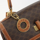 CELINE Macadam Hand Bag PVC Leather 2way Brown Gold Tone Auth ki6704-20