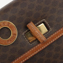 CELINE Macadam Hand Bag PVC Leather 2way Brown Gold Tone Auth ki6704-21