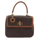 CELINE Macadam Hand Bag PVC Leather 2way Brown Gold Tone Auth ki6704-13