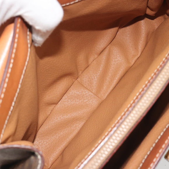 CELINE Macadam Hand Bag PVC Leather 2way Brown Gold Tone Auth ki6704