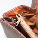 CELINE Macadam Hand Bag PVC Leather 2way Brown Gold Tone Auth ki6704-25