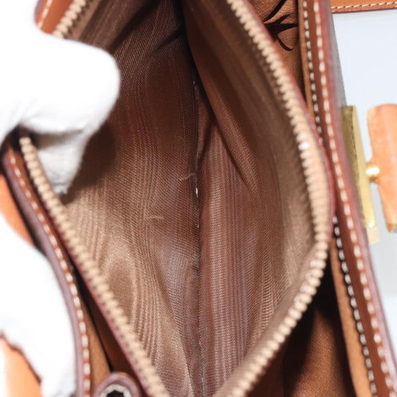 CELINE Macadam Hand Bag PVC Leather 2way Brown Gold Tone Auth ki6704