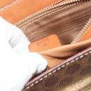 CELINE Macadam Hand Bag PVC Leather 2way Brown Gold Tone Auth ki6704-12