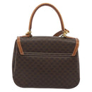 CELINE Macadam Hand Bag PVC Leather 2way Brown Gold Tone Auth ki6704-2