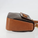 CELINE Macadam Hand Bag PVC Leather 2way Brown Gold Tone Auth ki6704-3