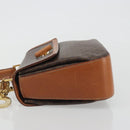 CELINE Macadam Hand Bag PVC Leather 2way Brown Gold Tone Auth ki6704-4