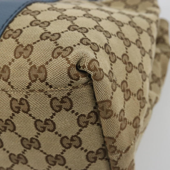 GUCCI GG Canvas Bamboo Tote Bag Blue Beige 232947 Auth ki6706A