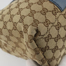 GUCCI GG Canvas Bamboo Tote Bag Blue Beige 232947 Auth ki6706A-13