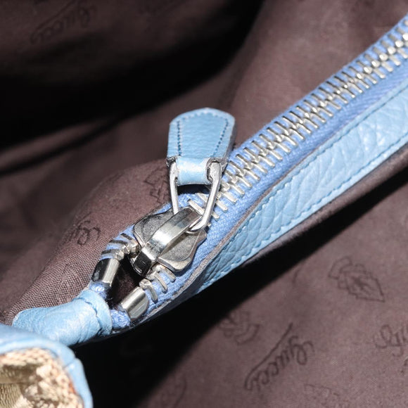 GUCCI GG Canvas Bamboo Tote Bag Blue Beige 232947 Auth ki6706A
