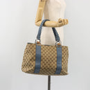 GUCCI GG Canvas Bamboo Tote Bag Blue Beige 232947 Auth ki6706A-25
