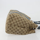 GUCCI GG Canvas Bamboo Tote Bag Blue Beige 232947 Auth ki6706A-4