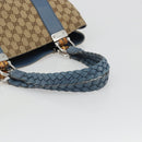 GUCCI GG Canvas Bamboo Tote Bag Blue Beige 232947 Auth ki6706A-7