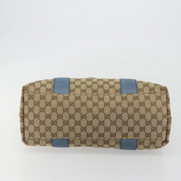 GUCCI GG Canvas Bamboo Tote Bag Blue Beige 232947 Auth ki6706A