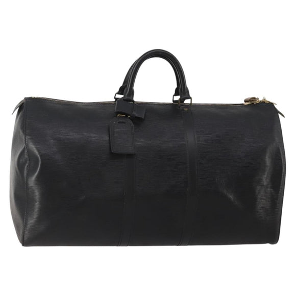 LOUIS VUITTON Epi Keepall 60 Boston Bag Noir M42942 LV Auth ki6707