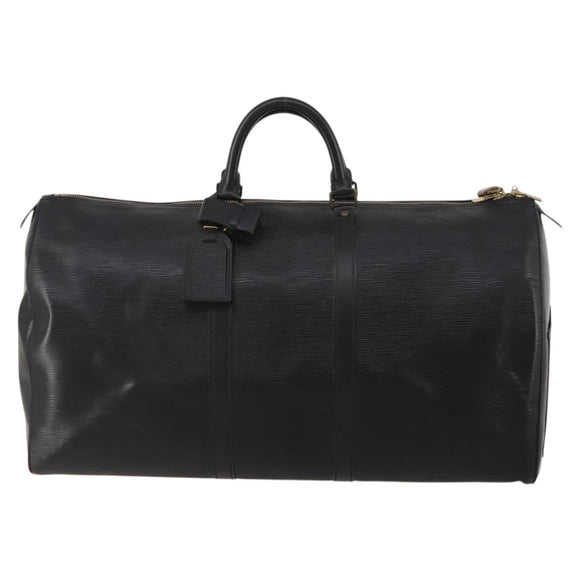 LOUIS VUITTON Epi Keepall 60 Boston Bag Noir M42942 LV Auth ki6707