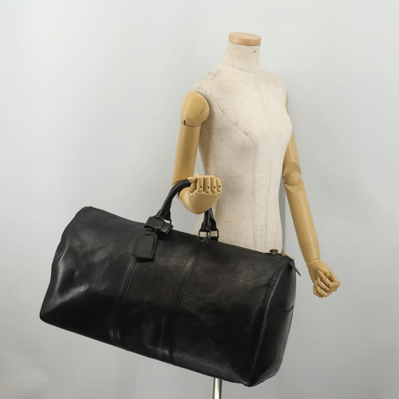 LOUIS VUITTON Epi Keepall 60 Boston Bag Noir M42942 LV Auth ki6707