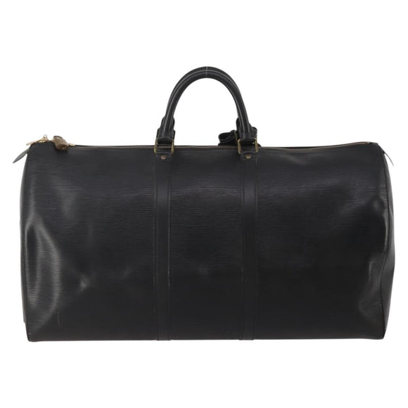 LOUIS VUITTON Epi Keepall 60 Boston Bag Noir M42942 LV Auth ki6707