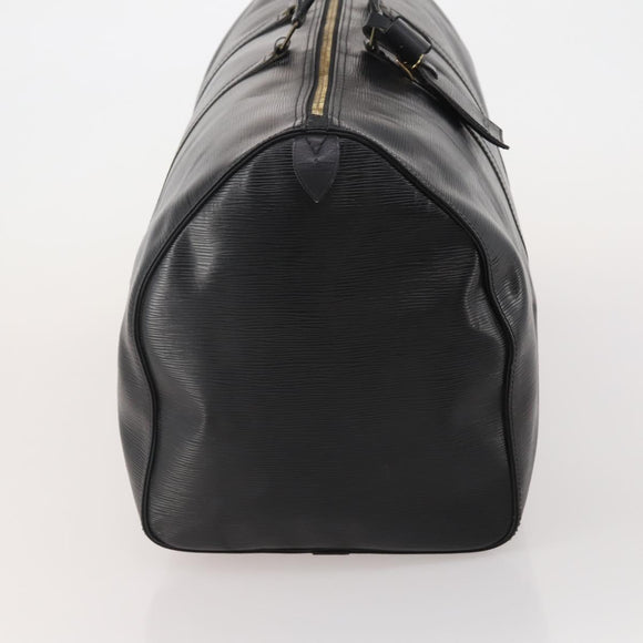 LOUIS VUITTON Epi Keepall 60 Boston Bag Noir M42942 LV Auth ki6707