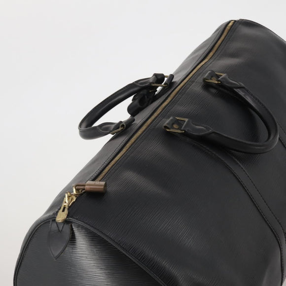 LOUIS VUITTON Epi Keepall 60 Boston Bag Noir M42942 LV Auth ki6707