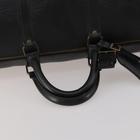 LOUIS VUITTON Epi Keepall 60 Boston Bag Noir M42942 LV Auth ki6707