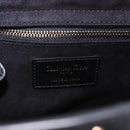 Christian Dior Lady Dior Studs Hand Bag Leather 2way Black Gold Auth ki6712M-19