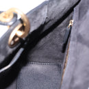 Christian Dior Lady Dior Studs Hand Bag Leather 2way Black Gold Auth ki6712M-22