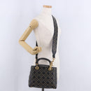 Christian Dior Lady Dior Studs Hand Bag Leather 2way Black Gold Auth ki6712M-27