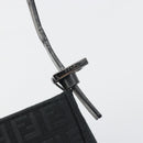 FENDI Zucchino Canvas Shoulder Bag Black Silver 8BR042 Auth ki6713A-17