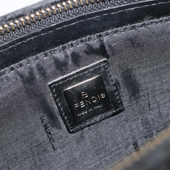 FENDI Zucchino Canvas Shoulder Bag Black Silver 8BR042 Auth ki6713A
