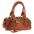 Chloe Paddington Hand Bag Leather Brown Gold Tone Auth ki6714M-1