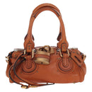 Chloe Paddington Hand Bag Leather Brown Gold Tone Auth ki6714M-2