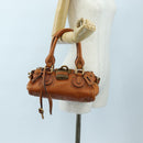 Chloe Paddington Hand Bag Leather Brown Gold Tone Auth ki6714M-24