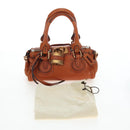 Chloe Paddington Hand Bag Leather Brown Gold Tone Auth ki6714M-25