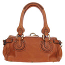 Chloe Paddington Hand Bag Leather Brown Gold Tone Auth ki6714M-3