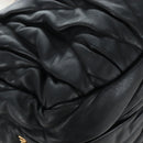 Miu Miu Matelasse Tote Bag Leather 2way Black Gold Tone Auth ki6716V-12