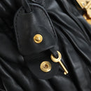 Miu Miu Matelasse Tote Bag Leather 2way Black Gold Tone Auth ki6716V-17