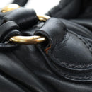 Miu Miu Matelasse Tote Bag Leather 2way Black Gold Tone Auth ki6716V-18