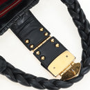 Miu Miu Matelasse Tote Bag Leather 2way Black Gold Tone Auth ki6716V-19