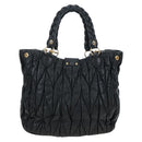 Miu Miu Matelasse Tote Bag Leather 2way Black Gold Tone Auth ki6716V-3