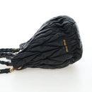 Miu Miu Matelasse Tote Bag Leather 2way Black Gold Tone Auth ki6716V-4