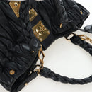 Miu Miu Matelasse Tote Bag Leather 2way Black Gold Tone Auth ki6716V-6