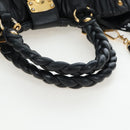 Miu Miu Matelasse Tote Bag Leather 2way Black Gold Tone Auth ki6716V-7