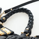Miu Miu Matelasse Tote Bag Leather 2way Black Gold Tone Auth ki6716V-8