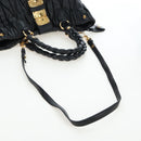 Miu Miu Matelasse Tote Bag Leather 2way Black Gold Tone Auth ki6716V-9