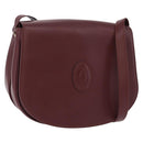 CARTIER Must Line Shoulder Bag Leather Bordeaux Gold Tone Auth ki6718A-1