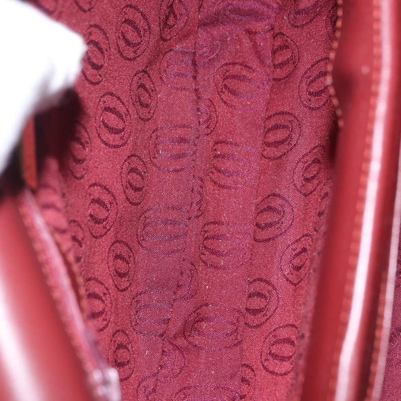 CARTIER Must Line Shoulder Bag Leather Bordeaux Gold Tone Auth ki6718A