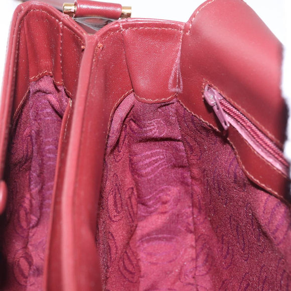 CARTIER Must Line Shoulder Bag Leather Bordeaux Gold Tone Auth ki6718A